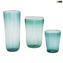 Set of 6 Drinking glasses shot - Octagonal - Green - Original Murano Glass