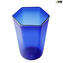 Set of 6 Drinking glasses shot - Octagonal - blue - Original Murano Glass