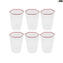 Set di 6 Bicchieri shot - linea rossa - in vetro di Murano - Ottagonali - Eleganti