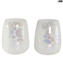 Set di 2 Bicchieri - bianco & bolle iridescenti - Vetro di Murano Originale OMG