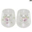 Set of 2 Drinking glasses - crystal & iridescent bubbles - Original Murano Glass - OMG