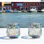Set of 2 Drinking glasses - shot - iridescent bubbles - Original Murano Glass - OMG