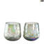 Set di 2 Bicchieri - shot - bolle iridescenti - Vetro di Murano Originale - OMG