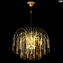 Drop Chandelier in Clear glass and amber - Original Murano Glass OMG 