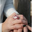Ring Charming round  - red  and  silver leaf - Original Murano Glass OMG