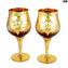 Set di 2 bicchieri Tre fuochi Ambra - vetro di Murano originale