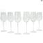 Drinking Glass - fantasy engraved - Set of 6 pieces -  Original Murano Glass OMG