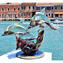Three Dolphins on base - Sculpture in chalcedony - Original Murano glass OMG