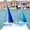 Barca a Vela - Blu - Vetro di Murano Originale OMG