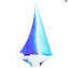 Barca a Vela incisa - Blu - Vetro di Murano Originale OMG