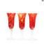 Red flute -  Set of 6 pieces colored -  original murano glass omg