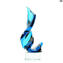 Strip to wind - Light blue sculpture - Original Murano Glass