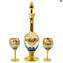 Set di 2 bicchieri Tre fuochi celeste - vetro di Murano originale