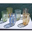 Glasses Set - Multicolor strips and Silver leaf - Original Murano Glass