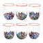 Set of 6 Drinking glasses - Millefiori and red edge - Original Murano Glass OMG