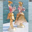 Figure goldoniane Veneziane Dama e Cavaliere - vetro rosa decoro oro