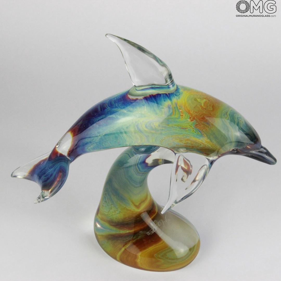 Delfin Glas Figur Glasfigur Skulptur Kristallglas Murano Fisch Delphin Deko Neu 
