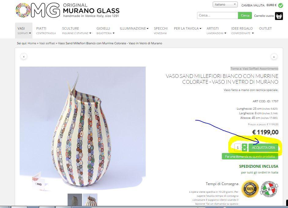 compra ora original murano glass aiuto come fare