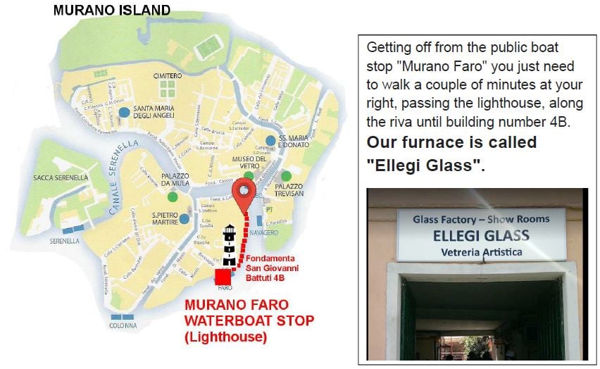 come raggiungere original murano glass omg location fornace mappa