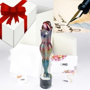mensaje de saludo idea de regalo en cristal de Murano original omg