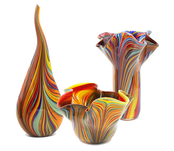 missoni collection vases en verre de murano vénitien