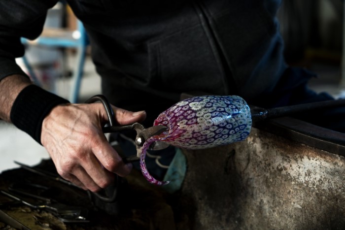 procédé de travail du verre millefiori