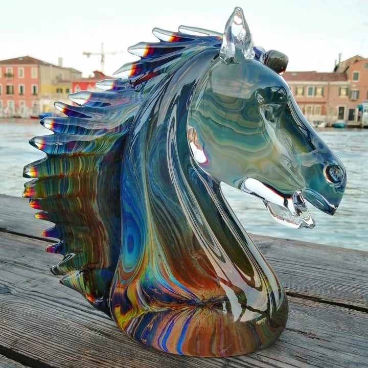 cabeza de caballo cristal veneciano de murano