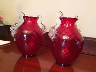 Pair Red Vases 