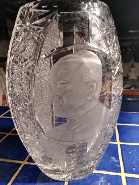 vaso à cristalo con Papa Giovanni Paolo II