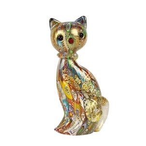 Glass Sculpture 2" Small Art Glass Blown Glass Figurine Cat 
