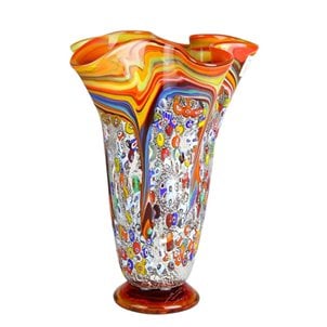 朋克玻璃收藏花瓶Millefiori和銀