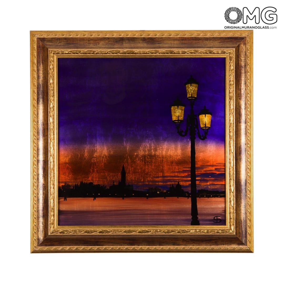 Quadro con Cornice su Vetro di Murano - Panorama di Venezia con ... Quadro con Cornice su Vetro di Murano - Panorama di Venezia con ...