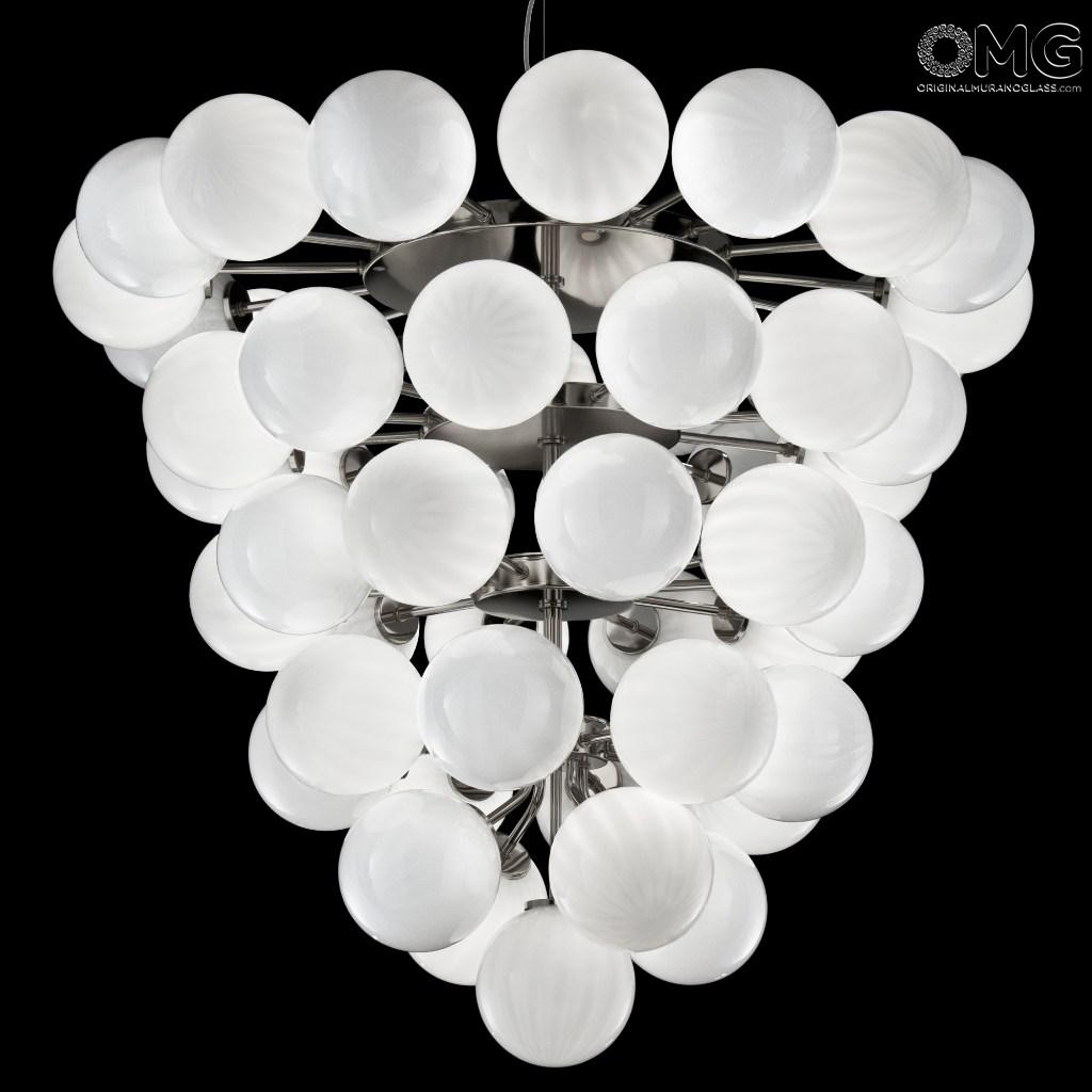 Atmosfera lampadario bianco rigato vetro di murano originale Lampadario bianco murano
