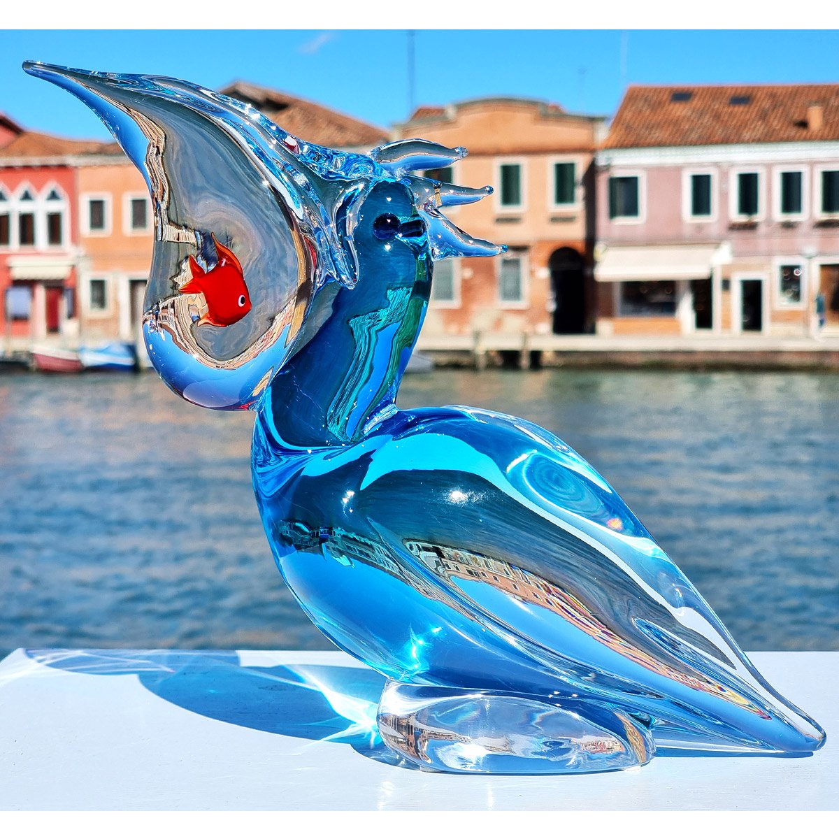 Vintage Hand Blown Glass Pelican Art Murano Style Art Glass 