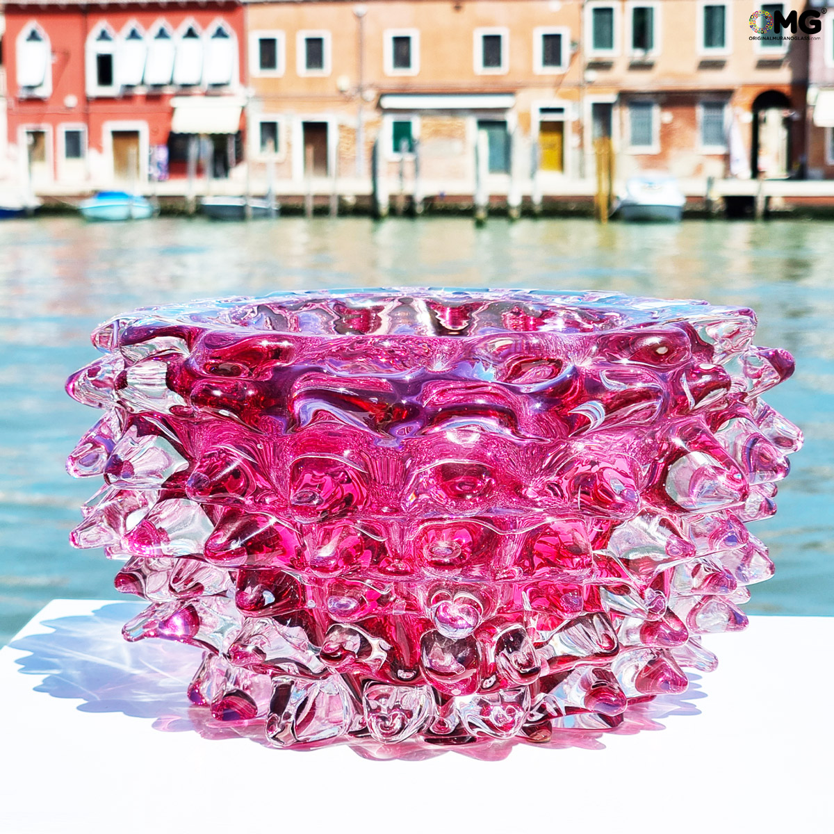 Thorns Vase - pink - Centerpiece - Original Murano Glass OMG