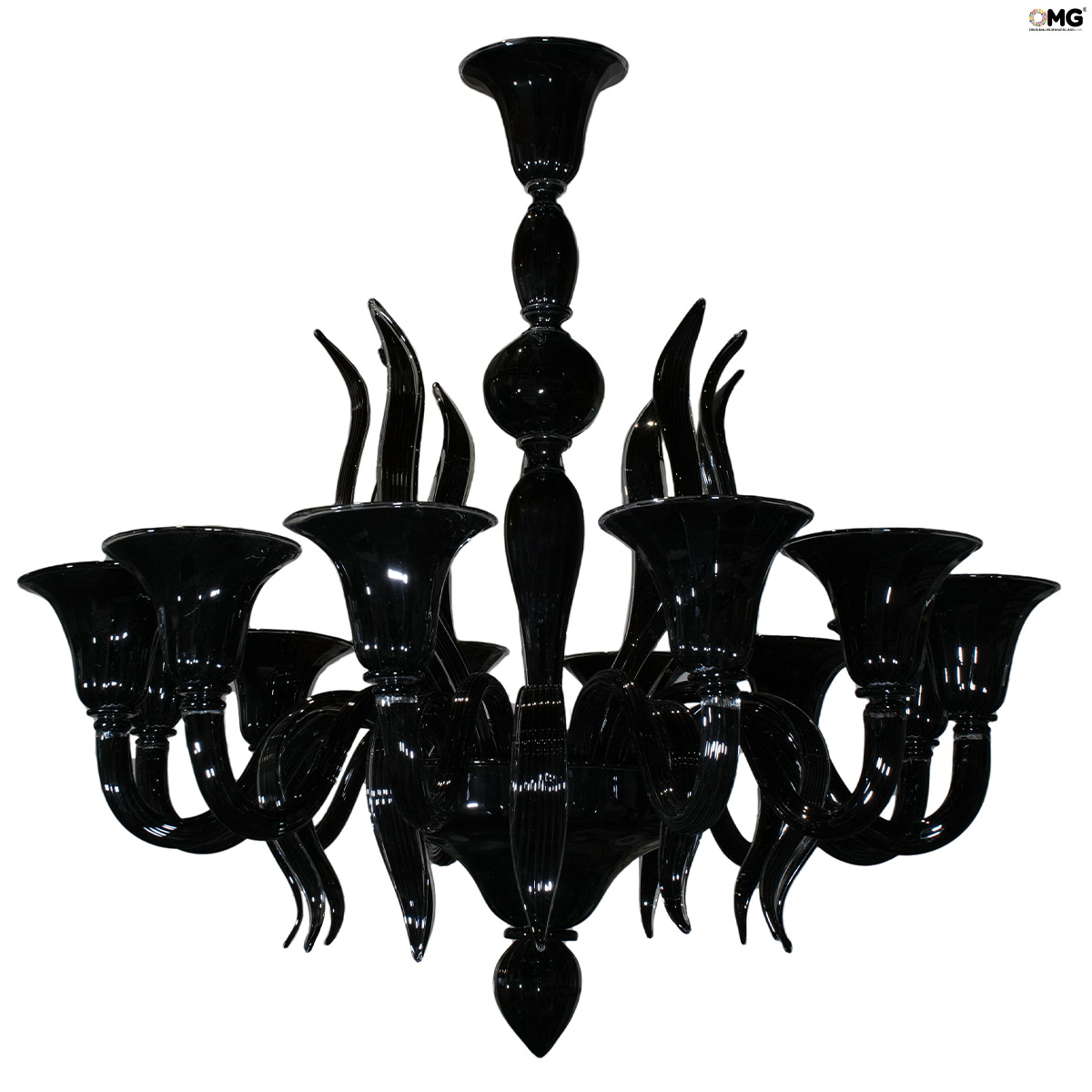 Black murano glass chandelier discount