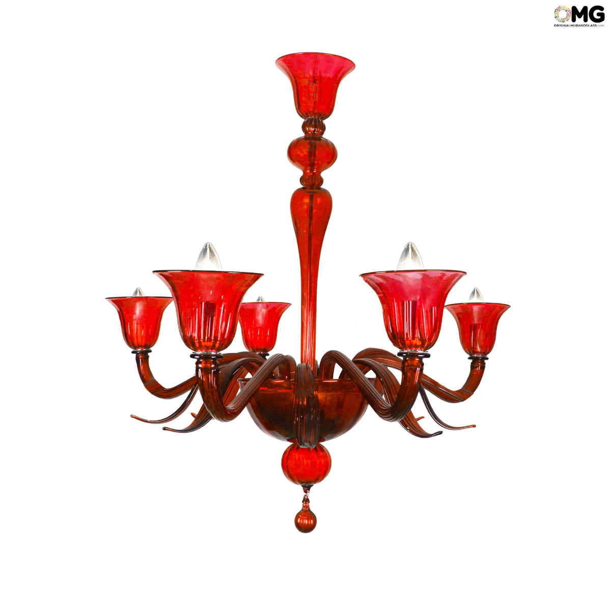 Red on sale glass chandelier