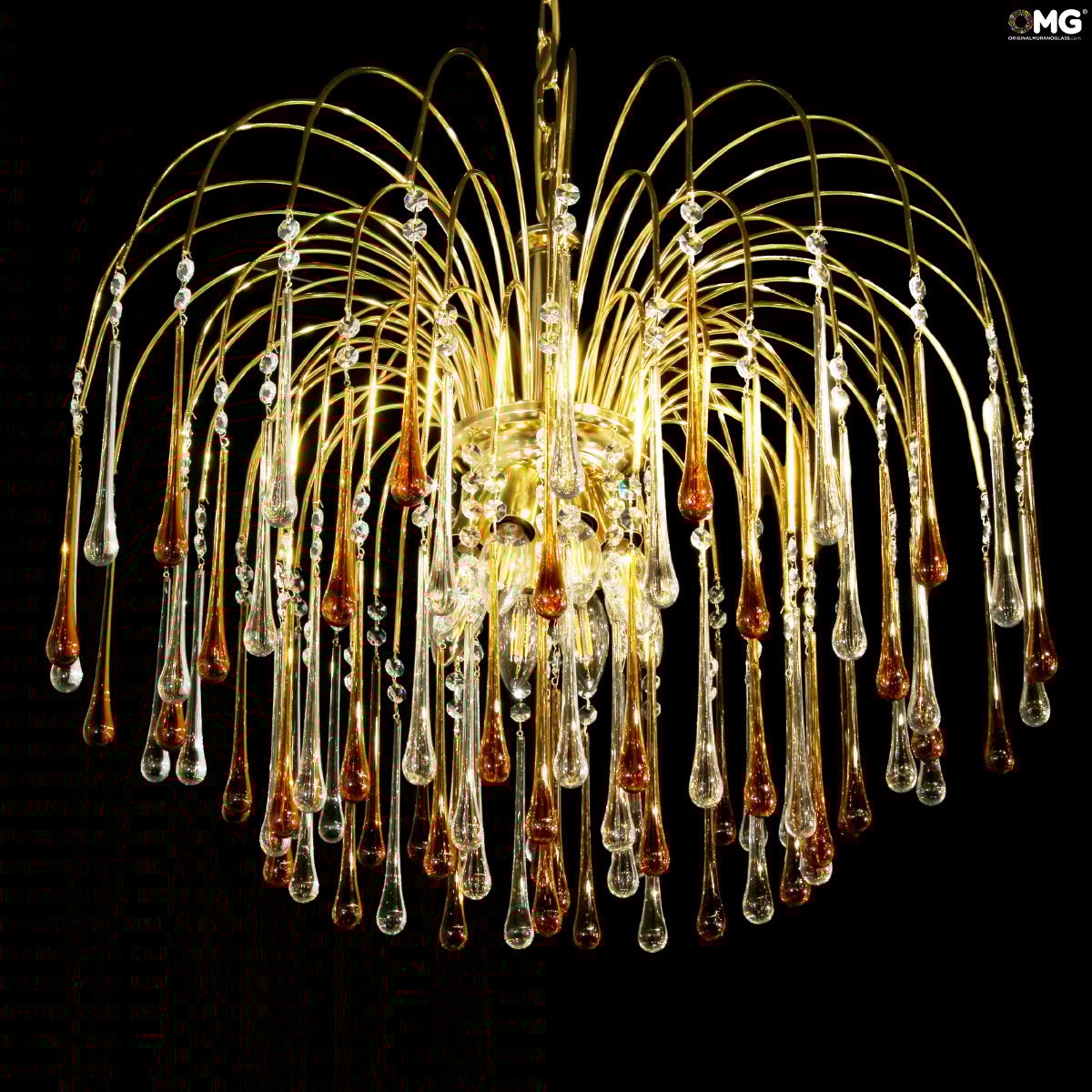 Amber glass chandelier top