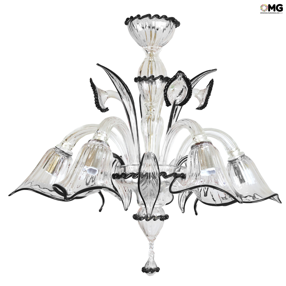 Venetian Chandelier Calla Crystal black Original Murano Glass