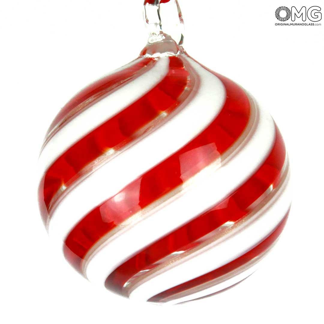 Palle Di Natale.Palle Di Natale Spiral Fantasy Rosso Murano Glass Xmas