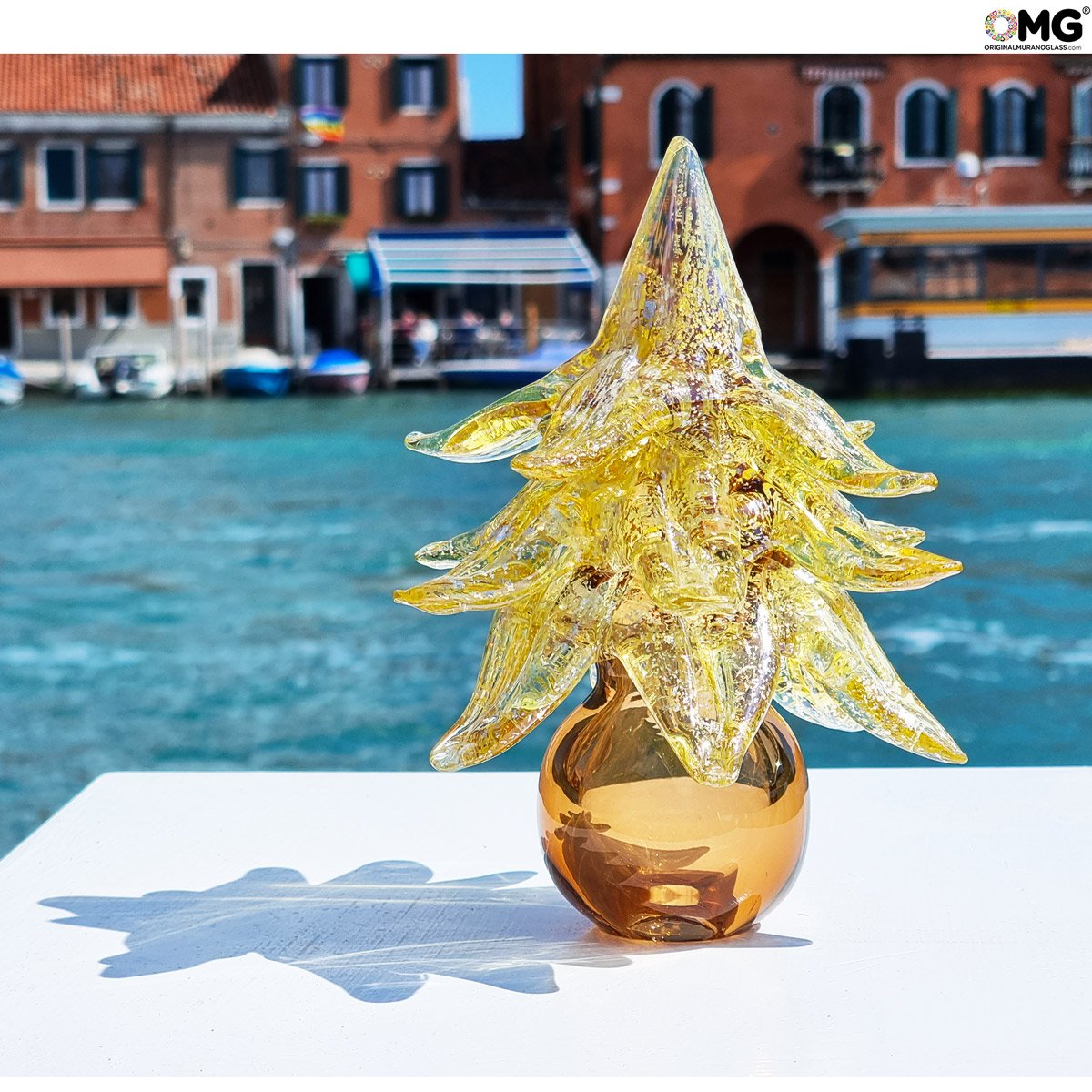Árvore de Natal - Com Folha de Ouro - Vidro Murano Original OMG