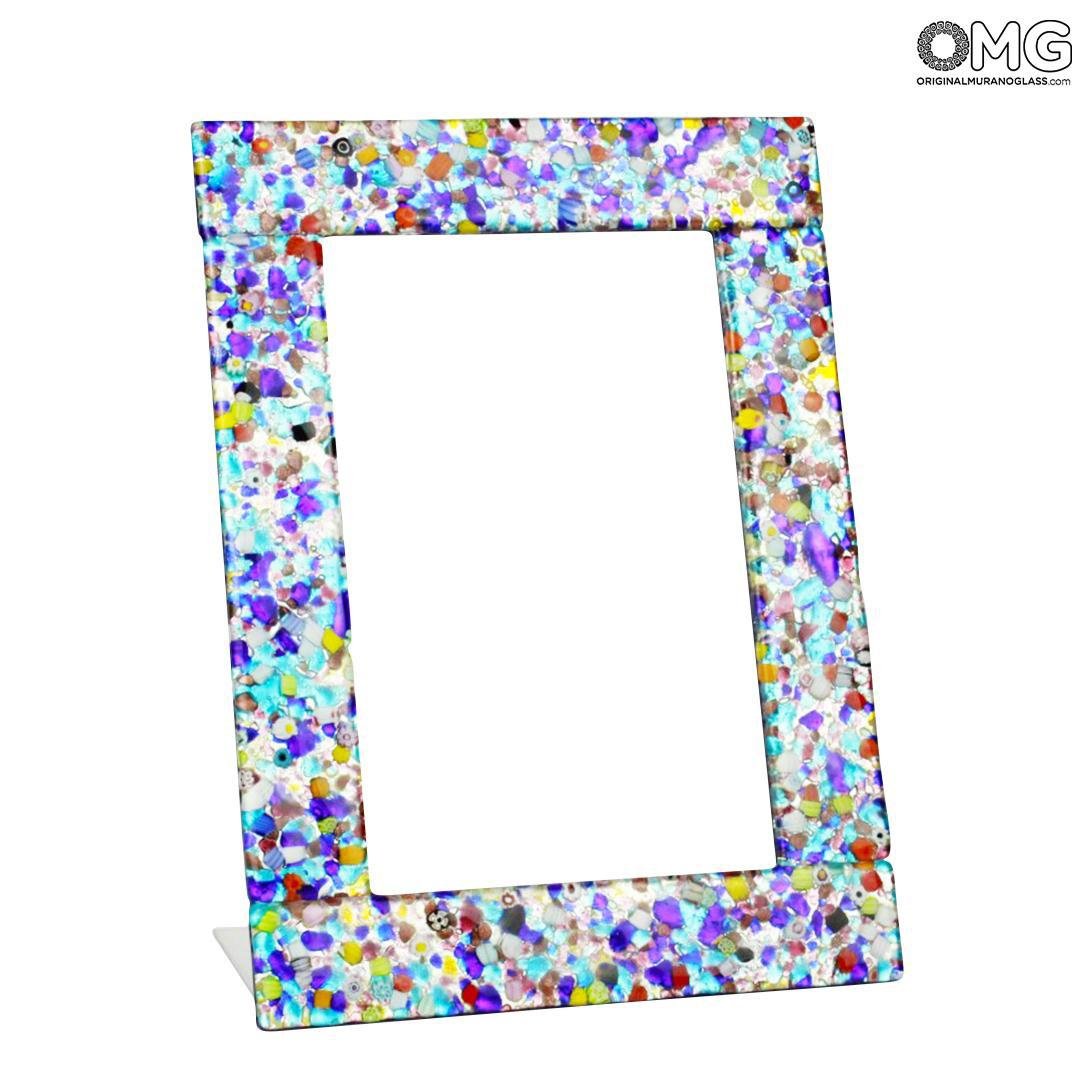 Photo Frame Silver Fantasy With Millefiori And Leaf Fused Gl Photo Frame Silver Fantasy With