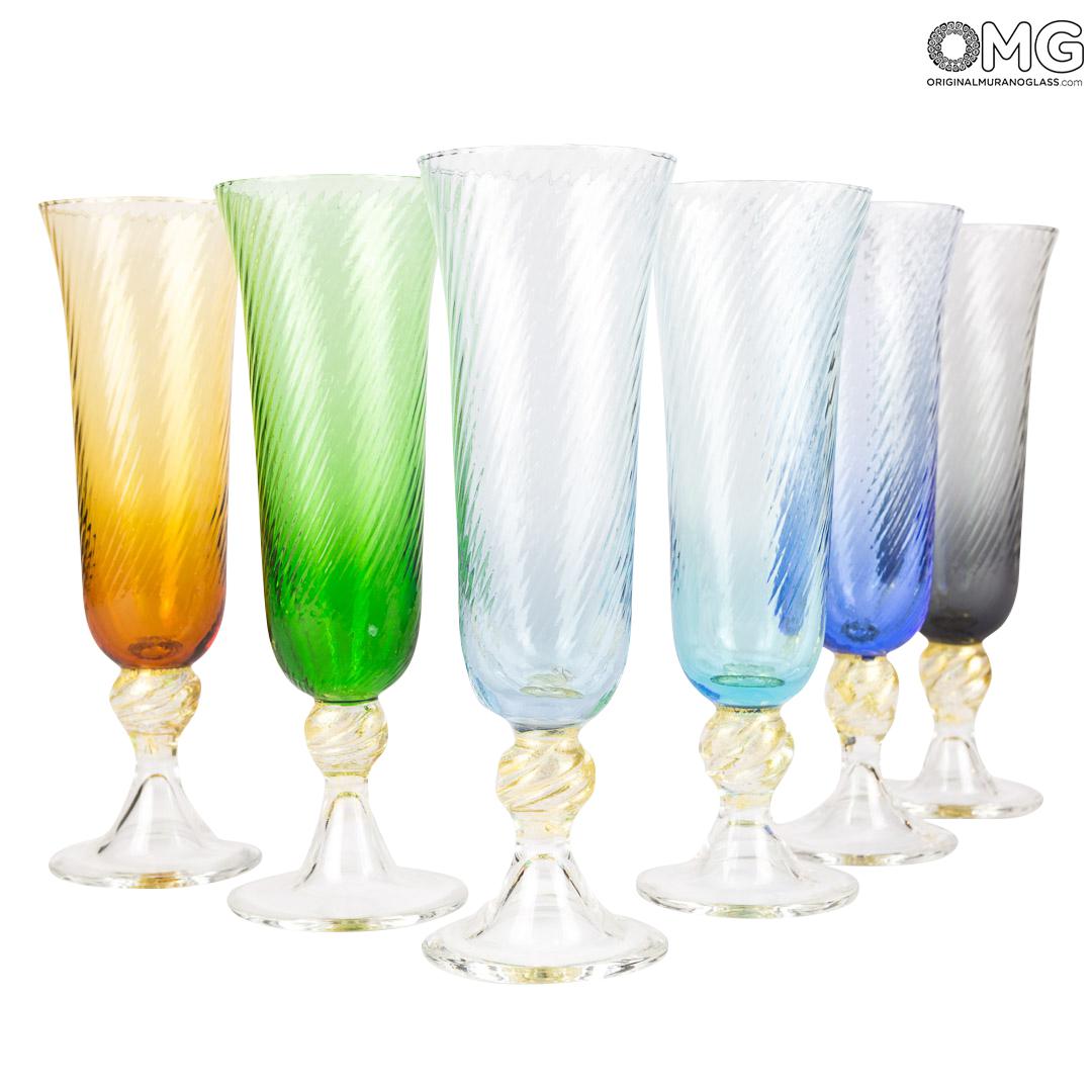 colored glass champagne flutes