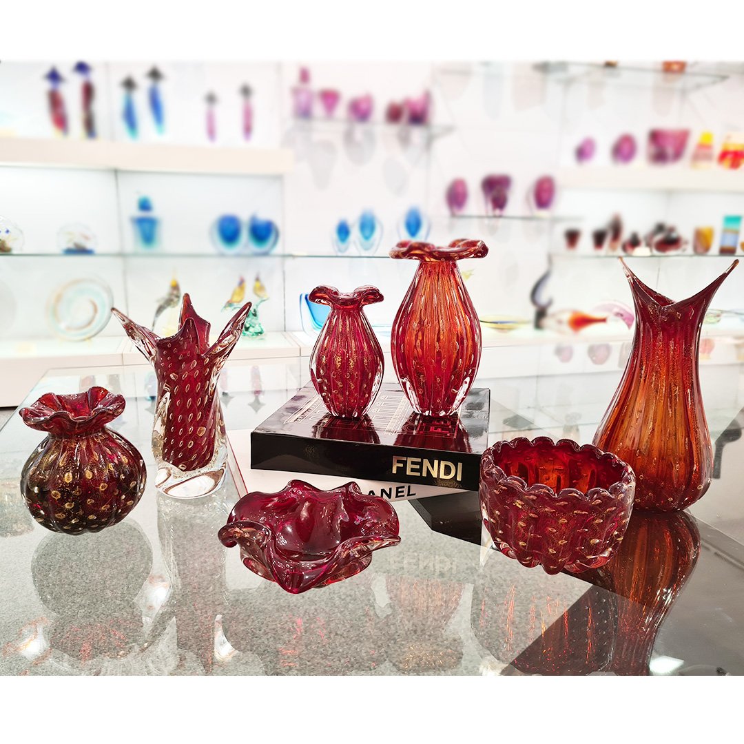 Vases Blown Collection: Fashion 60s Buddy Vase - Red Venetian Glass ...