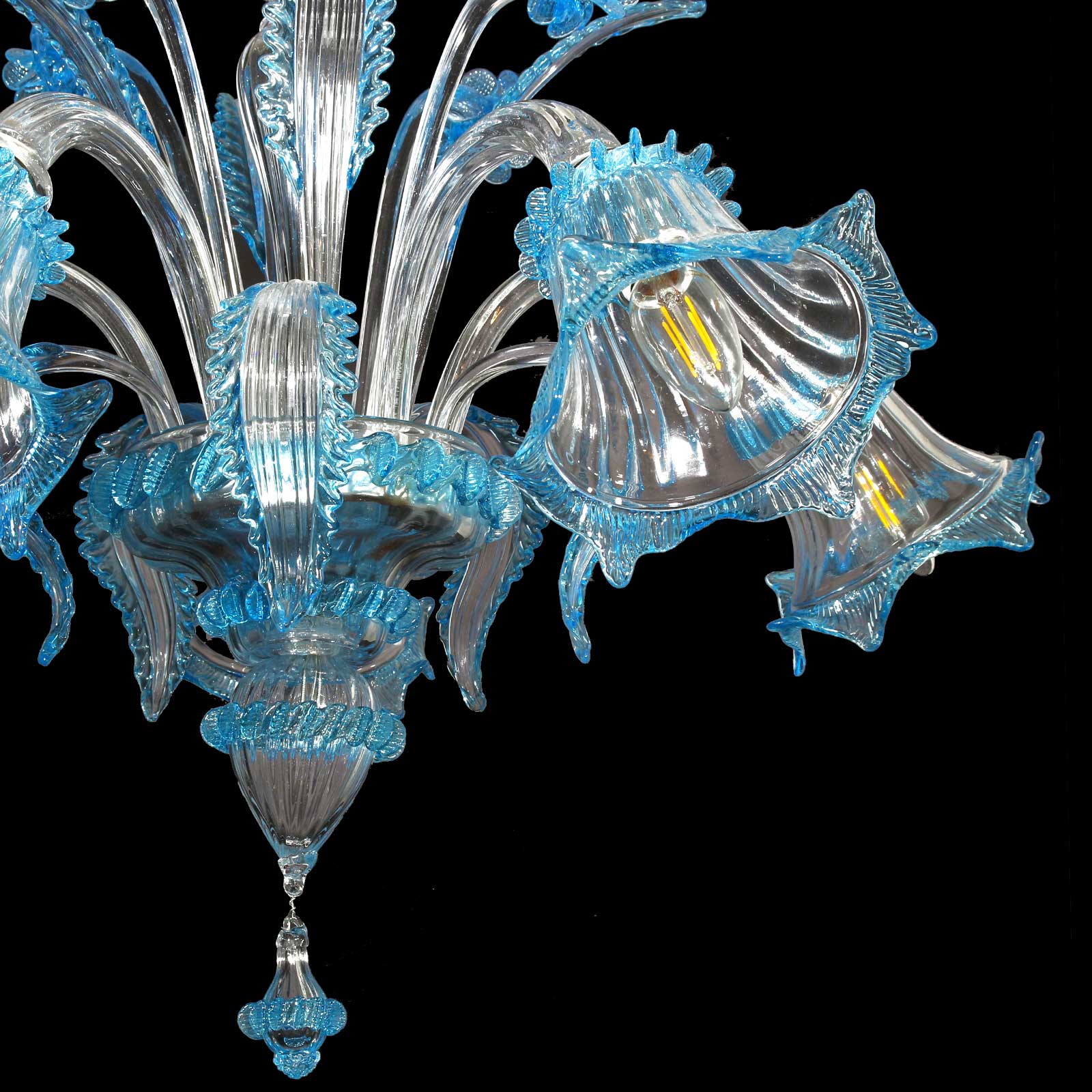 ベネチアンシャンデリアラグーナ-クリスタルガラスとアクアマーレ-オリジナルムラーノガラス