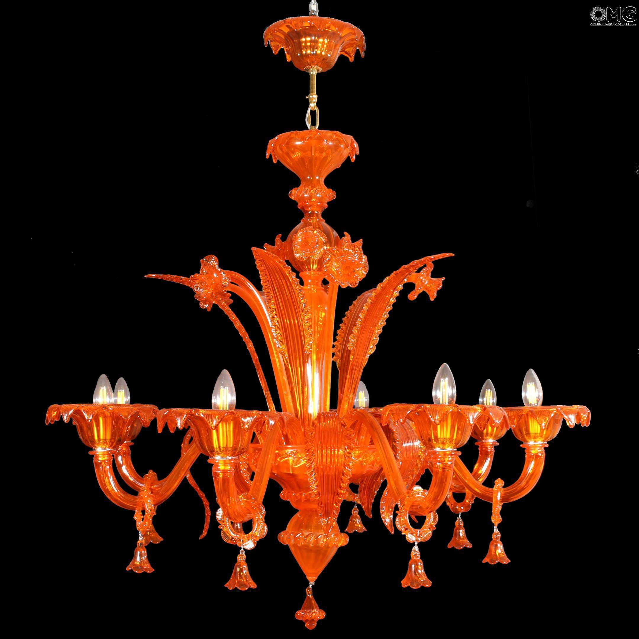 Orange glass chandelier store