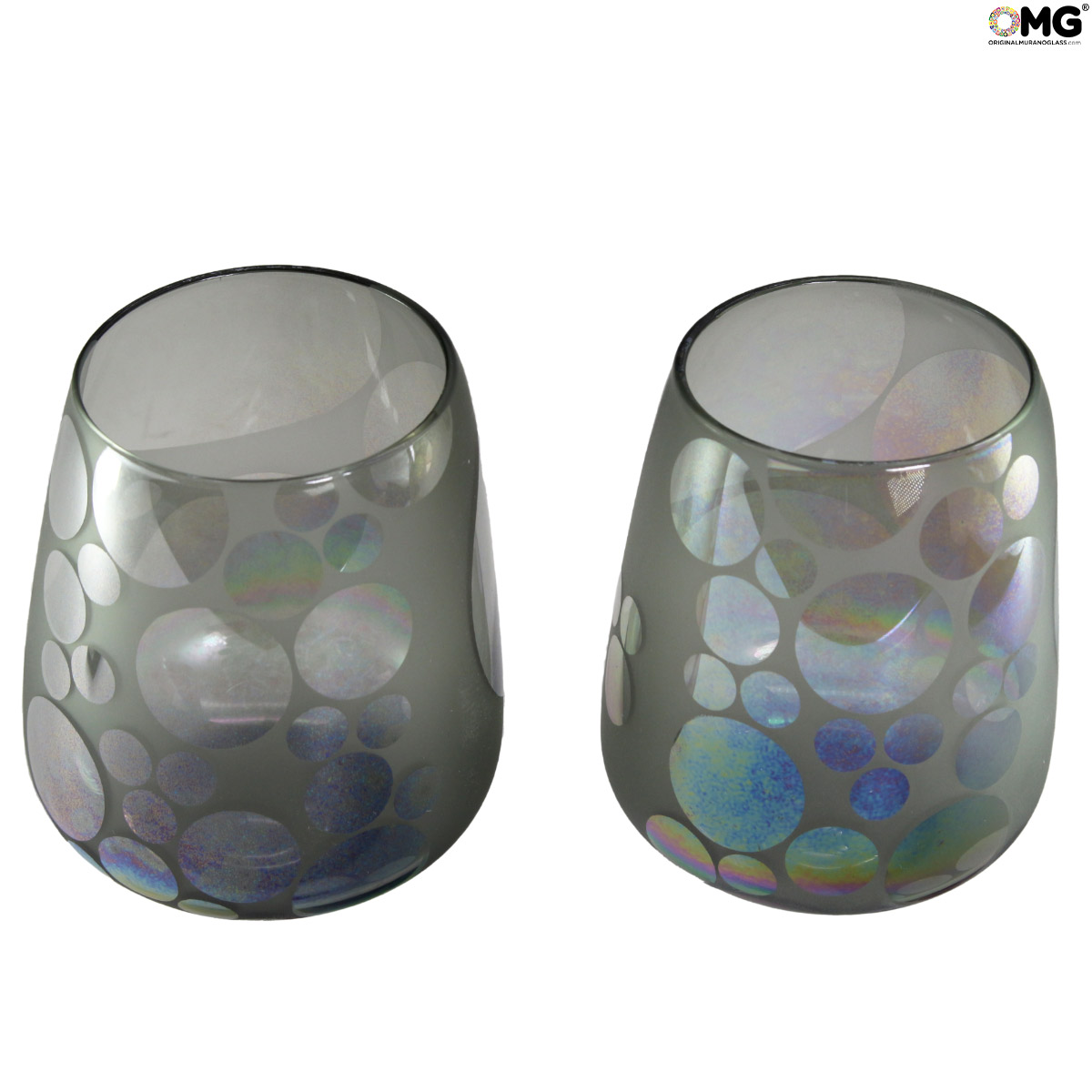 Drinking Glasses Tumblers Murano Sets Set Of 2 Drinking Glasses Iridescent Bubbles Original