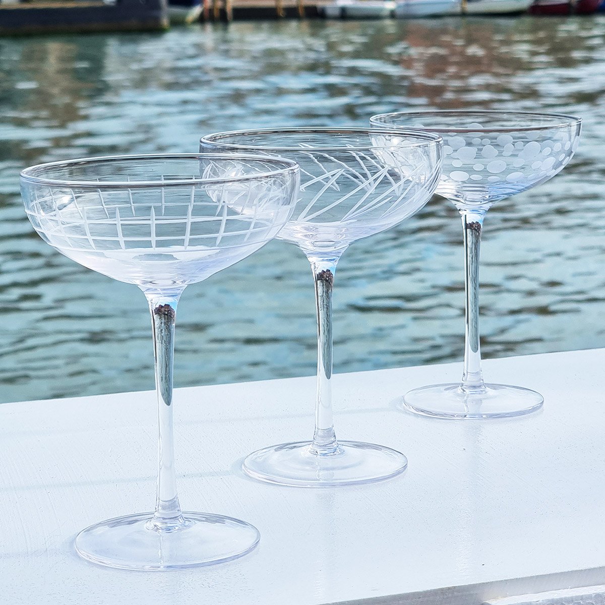 Bicchieri da Vino e Flute Collezione: Set di 6 bicchieri da champagne  incisi manualmente - vetro originale di murano