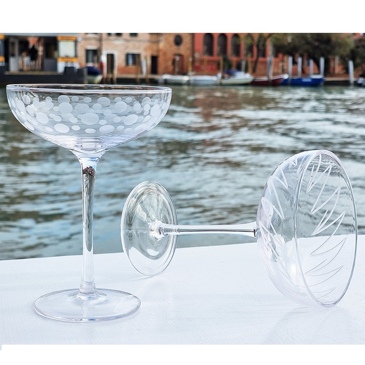 Picasso Murano Glass Stemless Wine Glass, Made in Murano