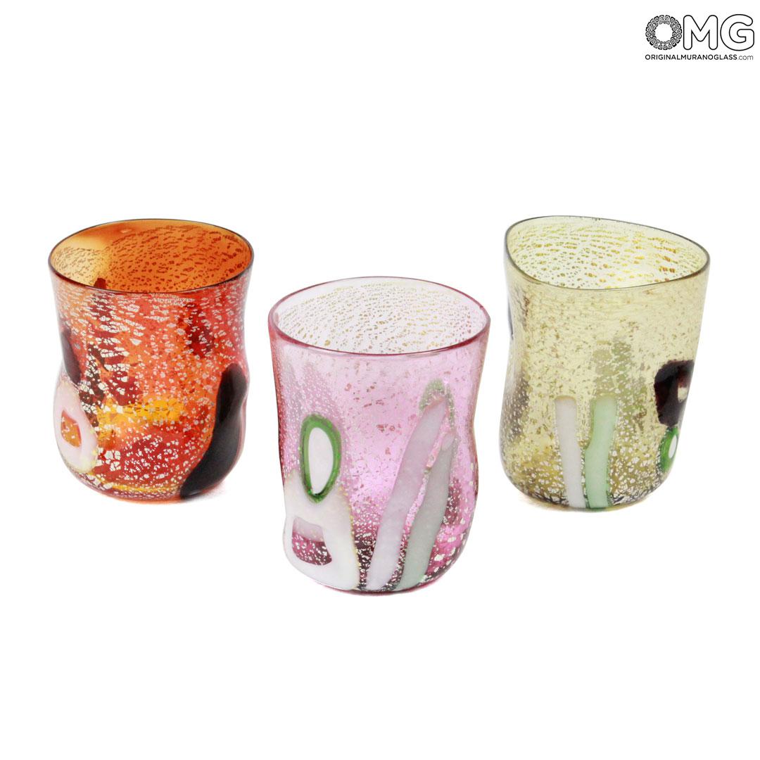 Murano Glass Colorful Striped Drinking Set